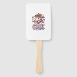 Unicorn Howdy Unicorn Gift Idea Sticker and Shirt Hand Fan