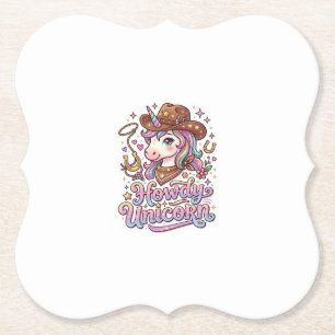 Unicorn Howdy Unicorn Gift Idea Sticker and Shirt Paper Coaster