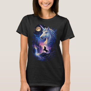 Unicorn howling to the moon vintage 90s unicorn T-Shirt