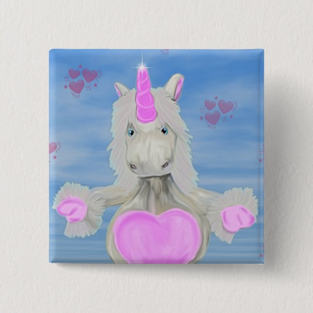 Unicorn Hug 15 Cm Square Badge (Front)
