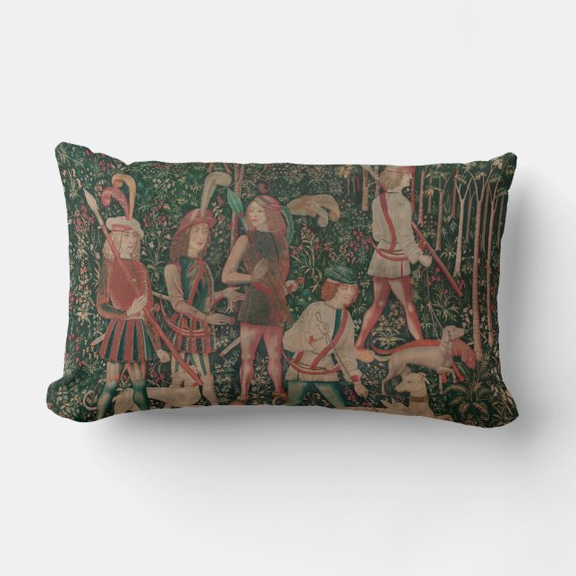 Unicorn Hunt Mediaeval Art - Hunt Begins Lumbar Cushion (Front)