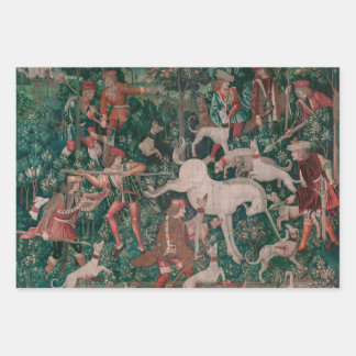 Unicorn Hunt Mediaeval Art - Unicorn Defends Himse Wrapping Paper Sheet
