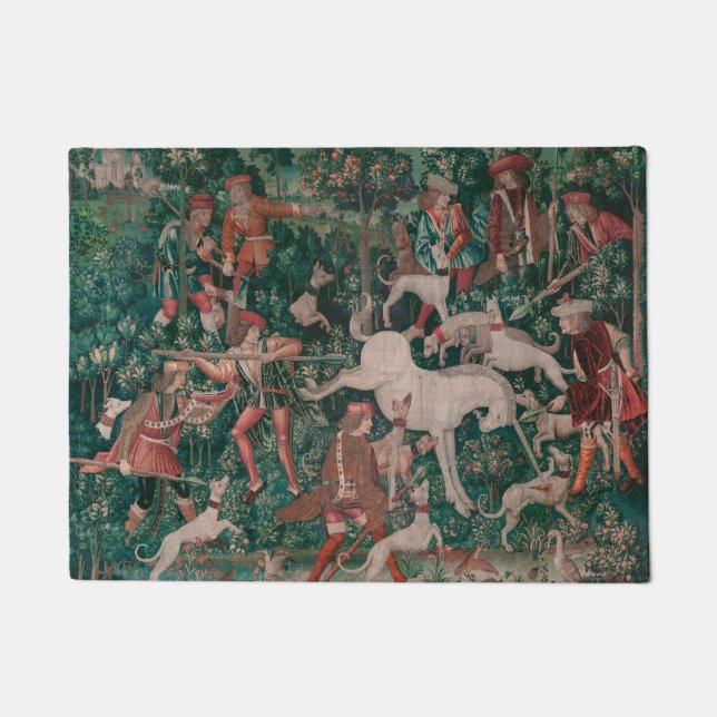 Unicorn Hunt Mediaeval Art, Unicorn Defends Himsel Doormat (Front)