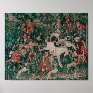 Unicorn Hunt Mediaeval Art, Unicorn Defends Himsel Poster
