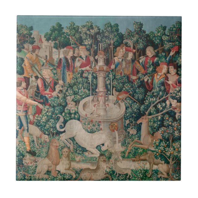 Unicorn Hunt Mediaeval Art - Unicorn Is Found Tile (Front)