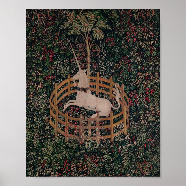 Unicorn Hunt Mediaeval Art - Unicorn Rests in Gard Poster (Front)