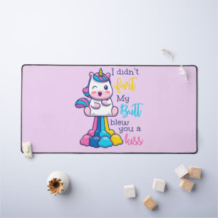 Unicorn I Didn't Fart My Butt Blew You A Kiss Desk Mat