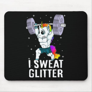 Unicorn I Sweat Glitter Funny Gym Workout Men Wome Mouse Mat