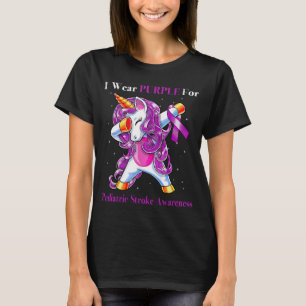 Unicorn I Wear Purple For Paediatrics Stroke Aware T-Shirt