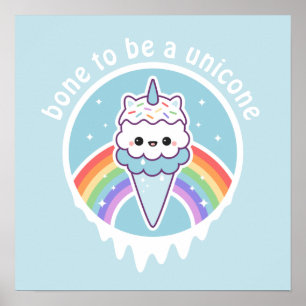 Unicorn Ice Cream Cone Poster