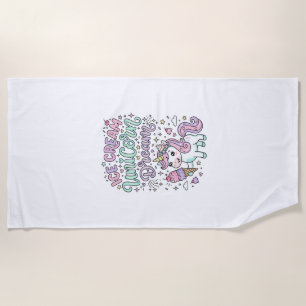 Unicorn Ice Cream Unicorn Dream Cute Pastel Produc Beach Towel