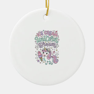 Unicorn Ice Cream Unicorn Dream Cute Pastel Produc Ceramic Tree Decoration