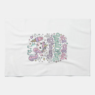 Unicorn Ice Cream Unicorn Dream Cute Pastel Produc Tea Towel