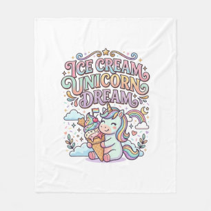 Unicorn Ice Cream Unicorn Dream Funny Typography D Fleece Blanket
