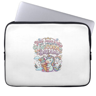 Unicorn Ice Cream Unicorn Dream Funny Typography D Laptop Sleeve