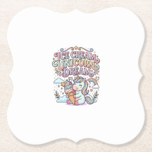 Unicorn Ice Cream Unicorn Dream Funny Typography D Paper Coaster