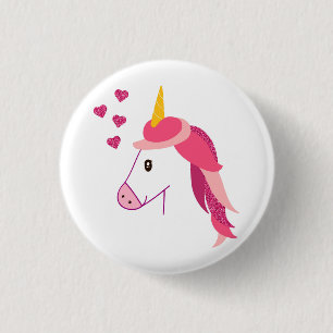 Unicorn icon badge. 3 cm round badge