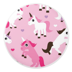 unicorn illustration kids background ceramic knob