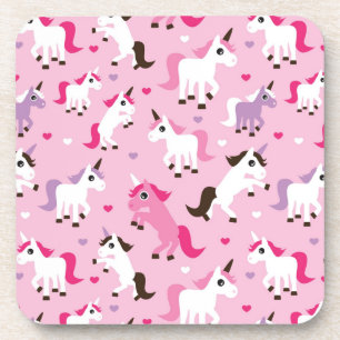 unicorn illustration kids background coaster