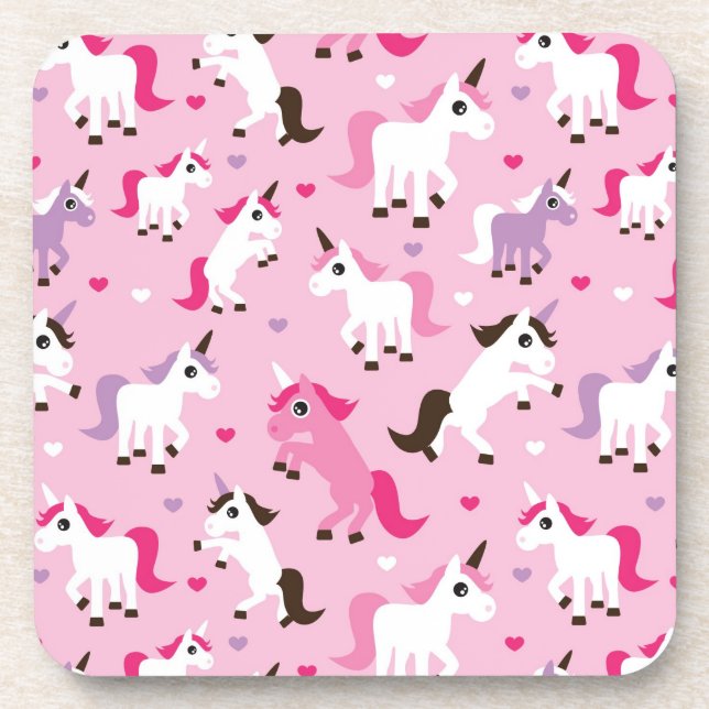 unicorn illustration kids background coaster (Front)