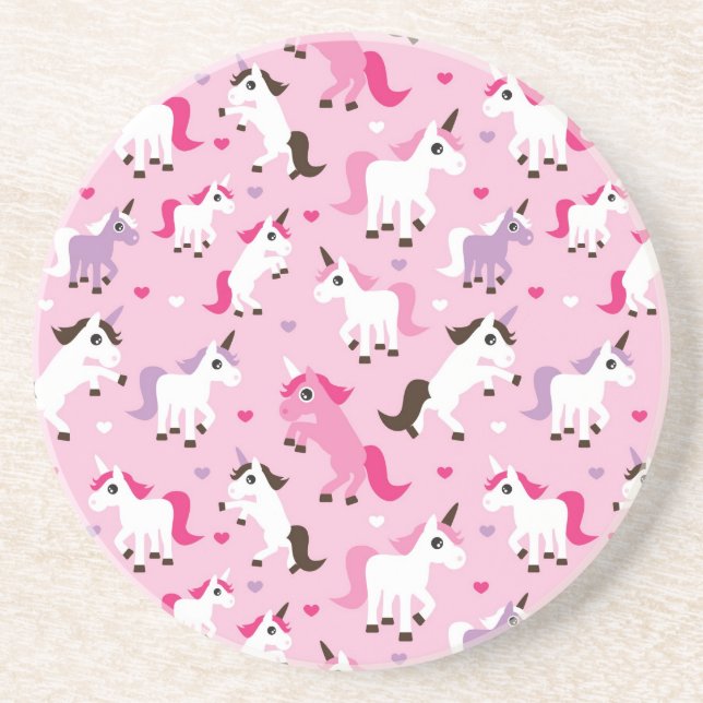 unicorn illustration kids background coaster (Front)