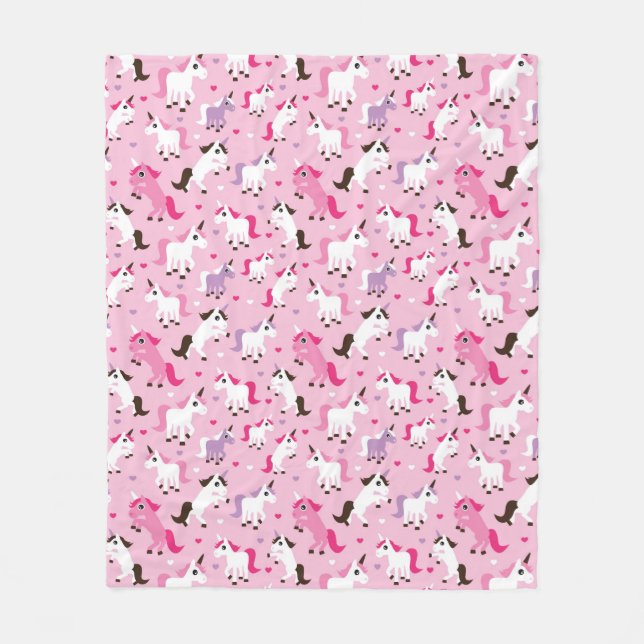 unicorn illustration kids background fleece blanket (Front)