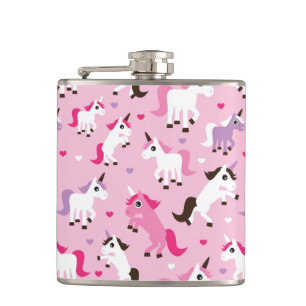 unicorn illustration kids background hip flask