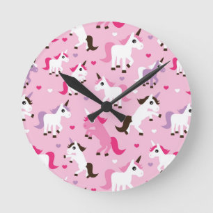 unicorn illustration kids background round clock