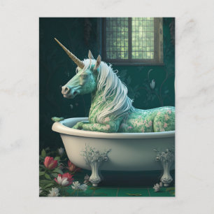 Unicorn in a Bathtub Postcard