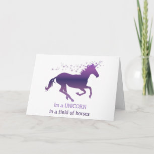 Unicorn in a Field of Horses Fun Quote Fun purple Card