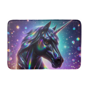 Unicorn in a Magical Sparkle Background Bath Mat