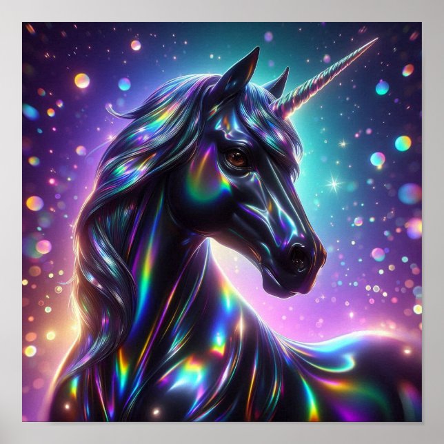 Unicorn in a Magical Sparkle Background Poster (Front)