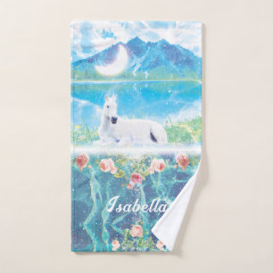 Unicorn in a paradise dream world bath towel set