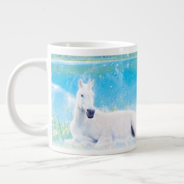 Unicorn in a paradise dream world customized  large coffee mug (Left)