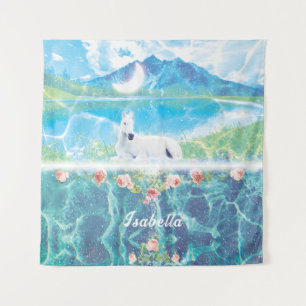 Unicorn in a paradise dream world tapestry