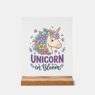 Unicorn in Bloom Bold Typography Print on Demand D Acrylic Sign