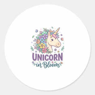 Unicorn in Bloom Bold Typography Print on Demand D Classic Round Sticker