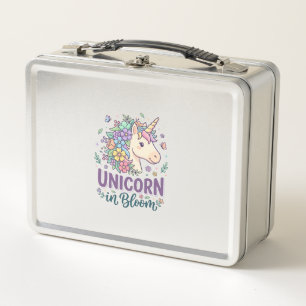 Unicorn in Bloom Bold Typography Print on Demand D Metal Lunch Box