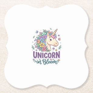 Unicorn in Bloom Bold Typography Print on Demand D Paper Coaster