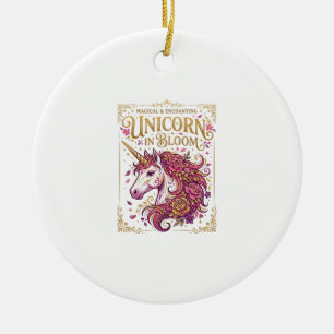 Unicorn in Bloom Stylish Zazzle Design_1 Ceramic Tree Decoration