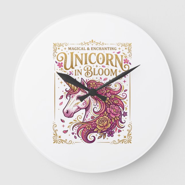 Unicorn in Bloom Stylish Zazzle Design_1 Large Clock (Front)