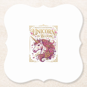 Unicorn in Bloom Stylish Zazzle Design_1 Paper Coaster