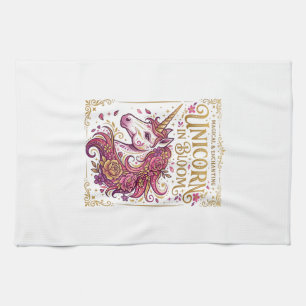 Unicorn in Bloom Stylish Zazzle Design_1 Tea Towel