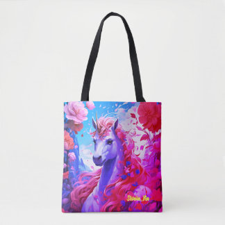 Unicorn in Blossom Garden Tote Bag