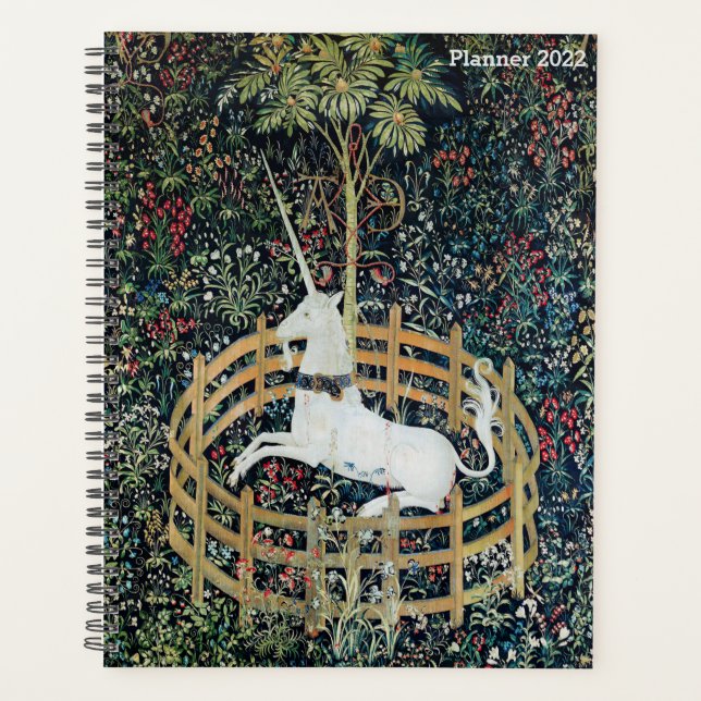 Unicorn in Captivity, Floral Fantasy Unicorn Art Planner (Front)