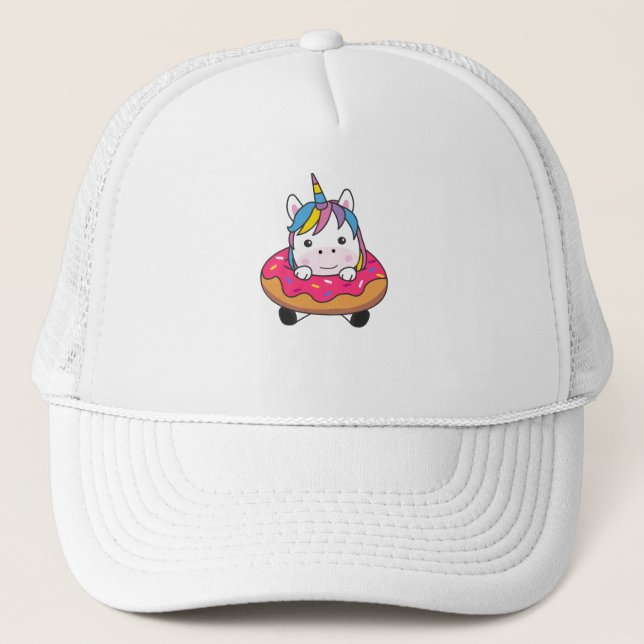 Unicorn In Doughnut Unicorns Are Cute Animal Girls Trucker Hat (Front)