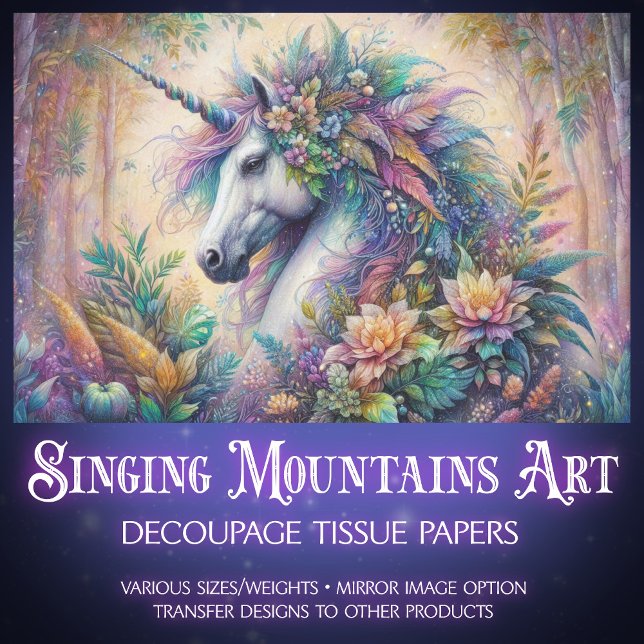 Unicorn In Enchanted Floral Forest Decoupage  Tissue Paper (Creator Uploaded)