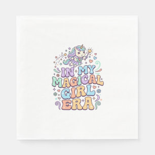 Unicorn In My Magical Girl Era Kawaii Sticker and Napkin