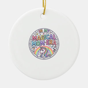 Unicorn In My Magical Mum Era Funny Shirt Graphic_ Ceramic Tree Decoration