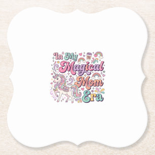 Unicorn In My Magical Mum Era Kawaii POD Artwork_1 Paper Coaster